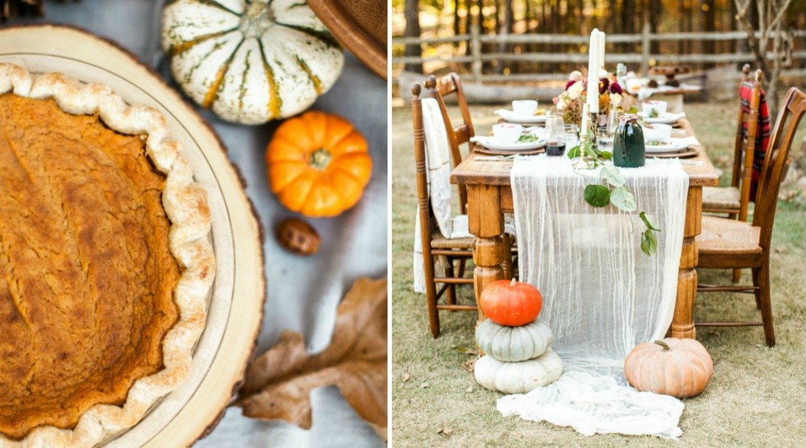 Ideen für eine Friendsgiving Dinner Party im Freien mit Herbst Dekoration und Rezeptideen