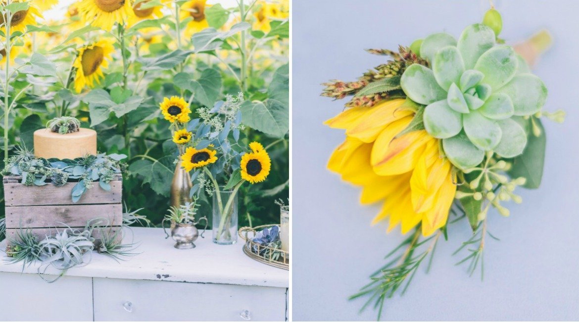 Sonnenblumen und Sukkulenten wundervolle Dekoration für ein Spätsommerfest mit DIY und Rezepten